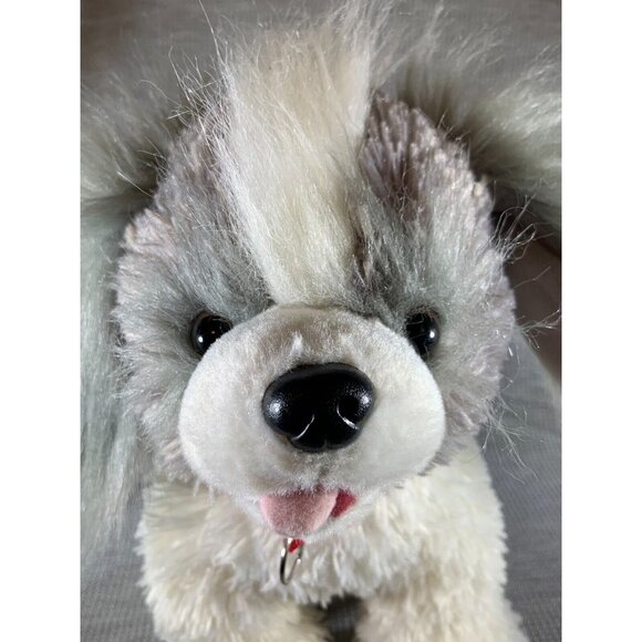 BAB Build a Bear Promise Pet Shih Tzu Puppy Plush Red Collar Gray White Dog - Picture 9 of 12